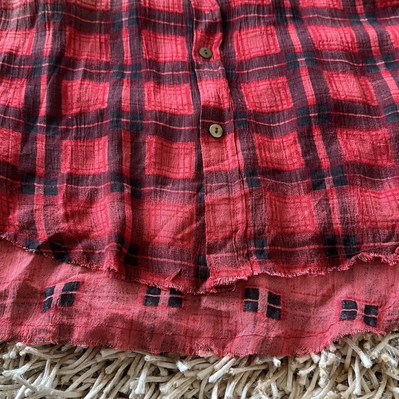 Free People Plaid Long Sleeve Shirt Hand Dyed Size S - Picture 8 of 8